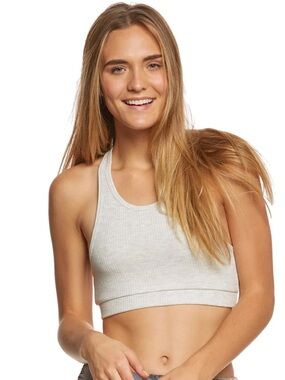 Spiritual Gangster Women's Ballet ribbed bra top in Light Gray
